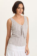 XCVI Brisa Stripe Voile Tie V-Neck Tank