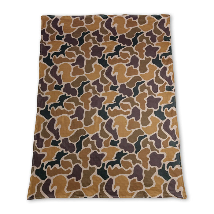 Brown polka dots camo baby boy hunting blanket