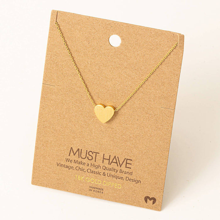 Brushed Heart Pendant Necklace