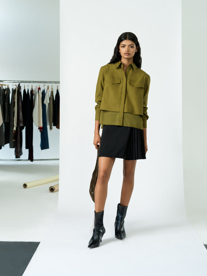Cambria Khaki Green Layered Utility Shirt