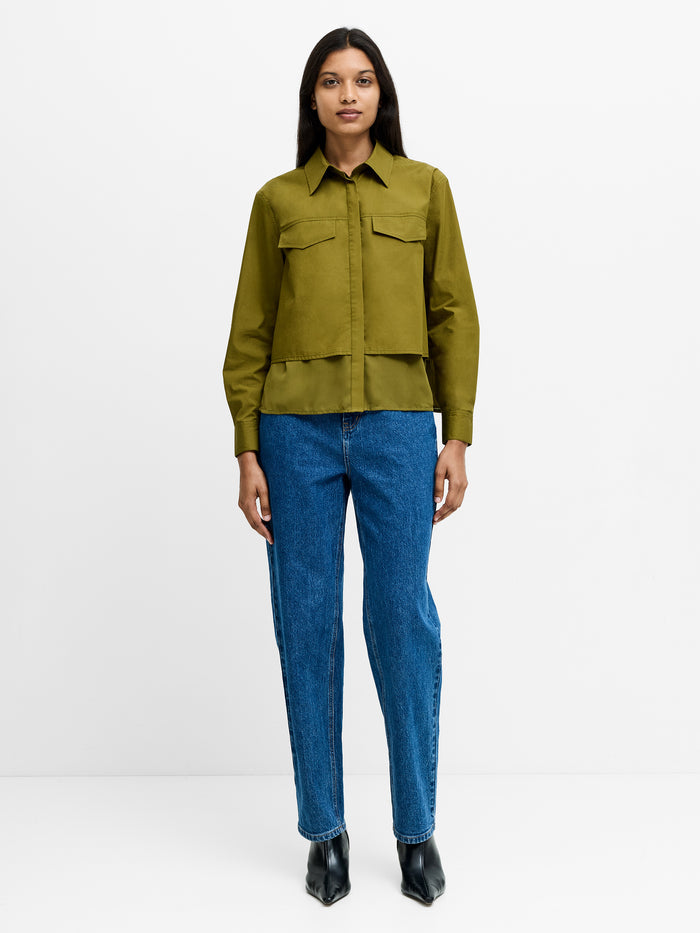 Cambria Khaki Green Layered Utility Shirt