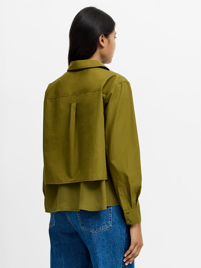 Cambria Khaki Green Layered Utility Shirt