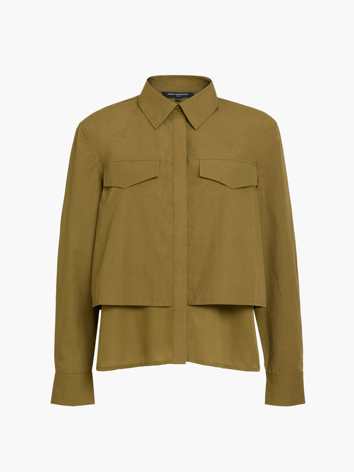 Cambria Khaki Green Layered Utility Shirt