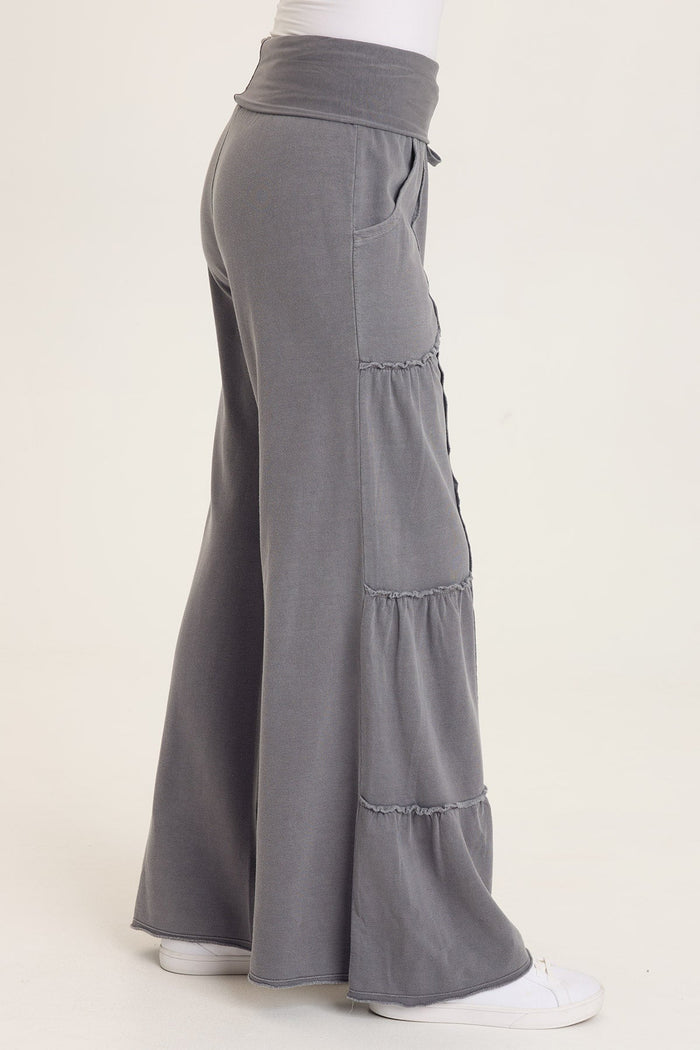 Wearables Carola Side-Tiered Wide-Leg Fleece Pant