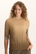 XCVI Cason Crinkle Pleat 3/4-Sleeve Top