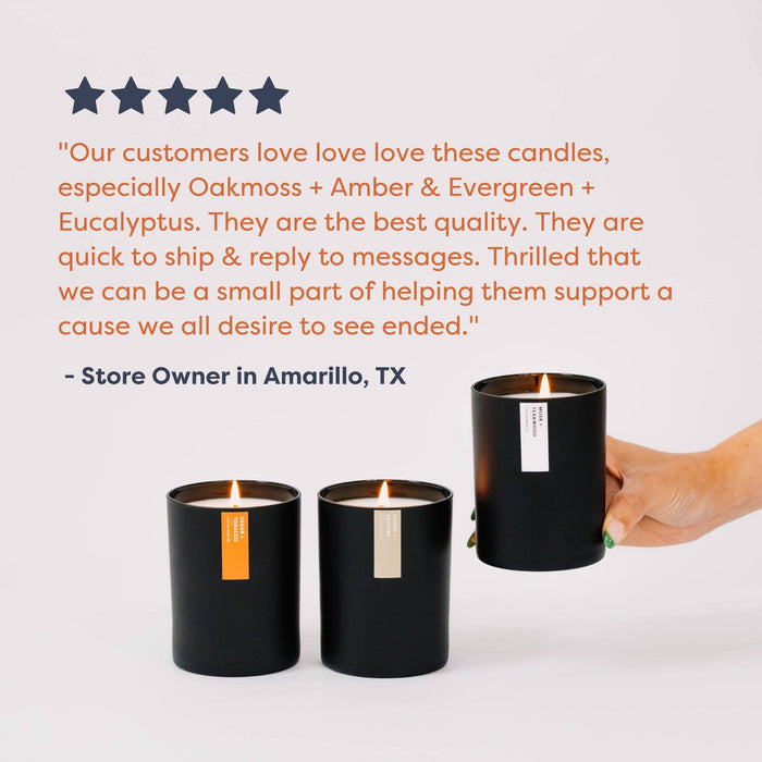 Cedar + Tobacco Matte Black Glass Tumbler Candle
