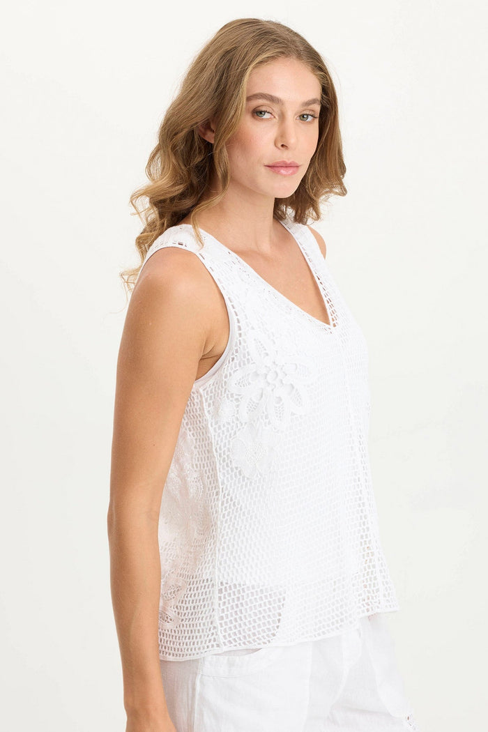 XCVI Chariss Crochet V-Neck Tank Top