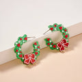 Christmas Decoration Hoop Earrings: Green / One / 4SE31126