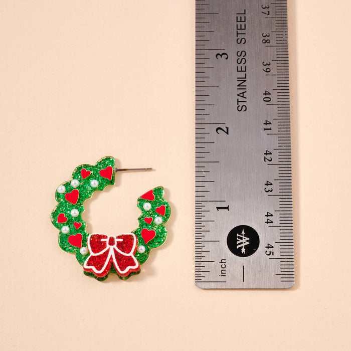 Christmas Decoration Hoop Earrings: Green / One / 4SE31126