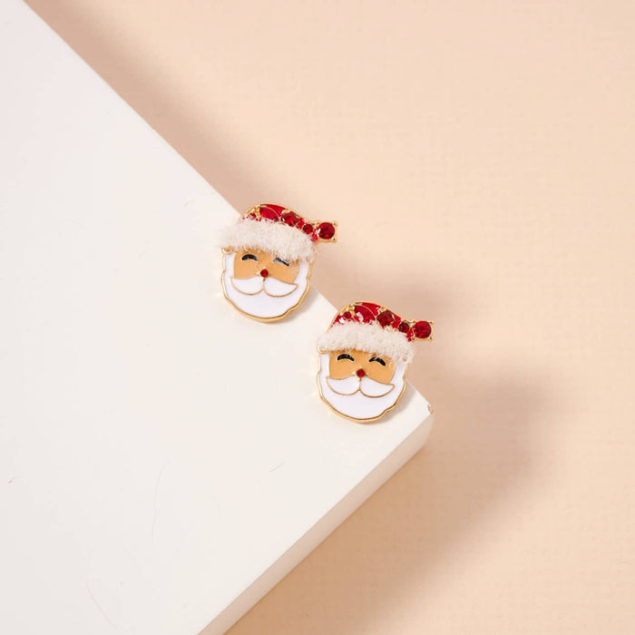 Christmas Santa Claus Stud Earrings: Red / One / 4BE32052
