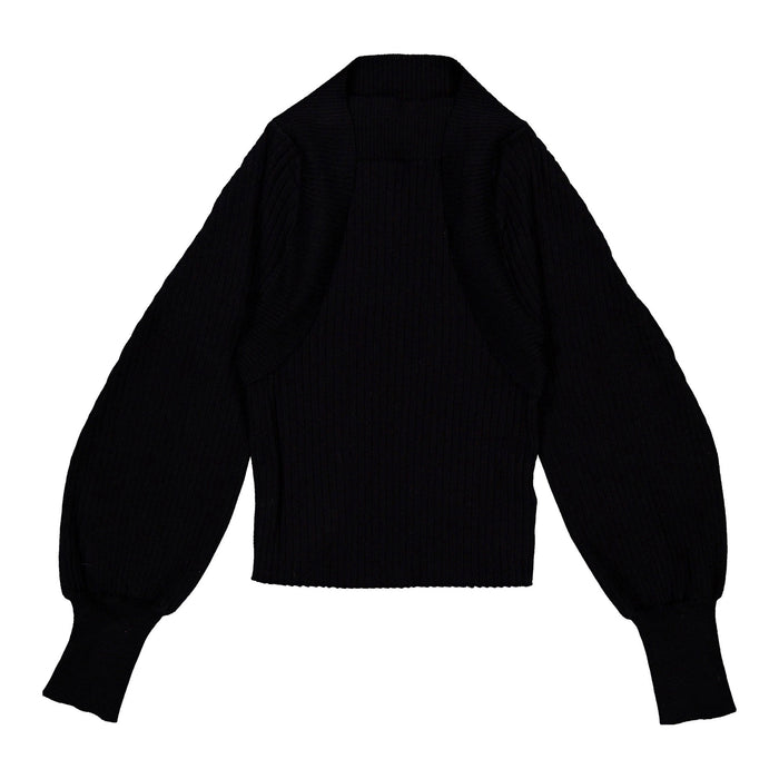 Clubhouse Black Ribbed Button Sweater