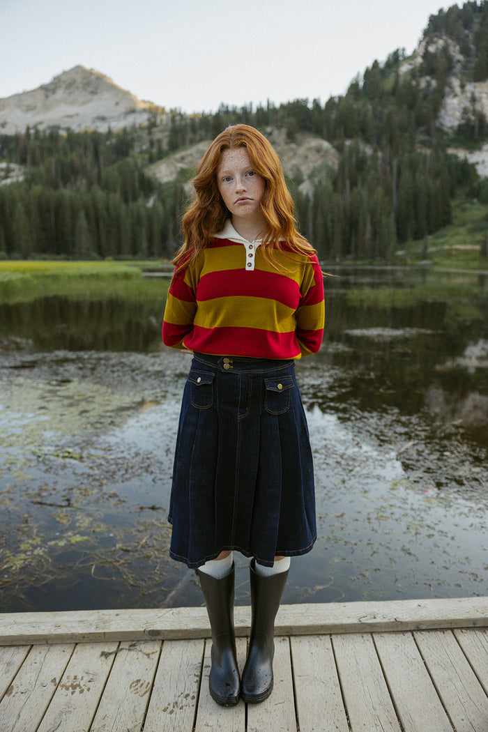 Clubhouse Mustard Striped Collar Sweater