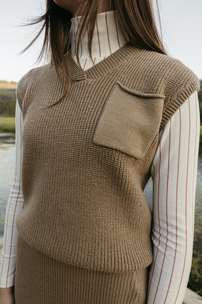 Clubhouse Taupe Knit Vest
