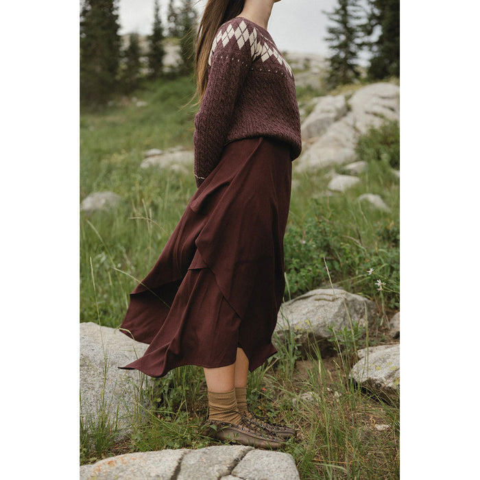 Clubhouse Wine Asymmetrical Wrap Skirt