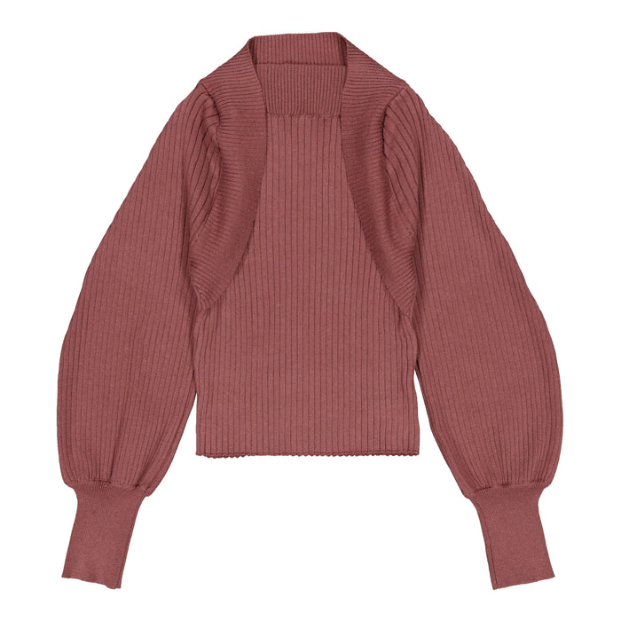 Clubhouse Wine Ribbed Button Sweater