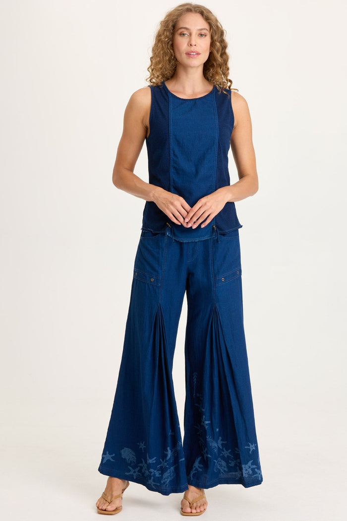 XCVI Cobie Indigo Corded Front Tank