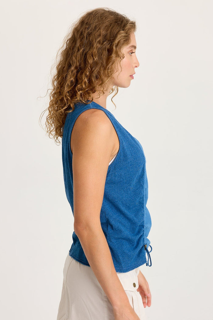 XCVI Cobie Indigo Corded Front Tank
