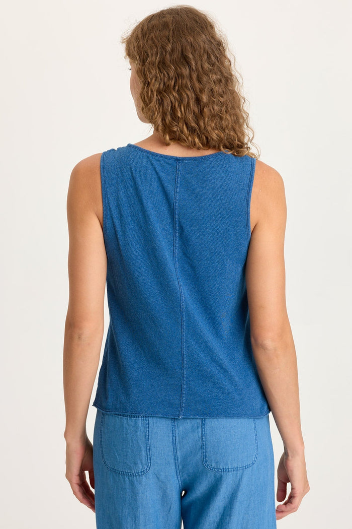 XCVI Cobie Printed Indigo Corded Tank