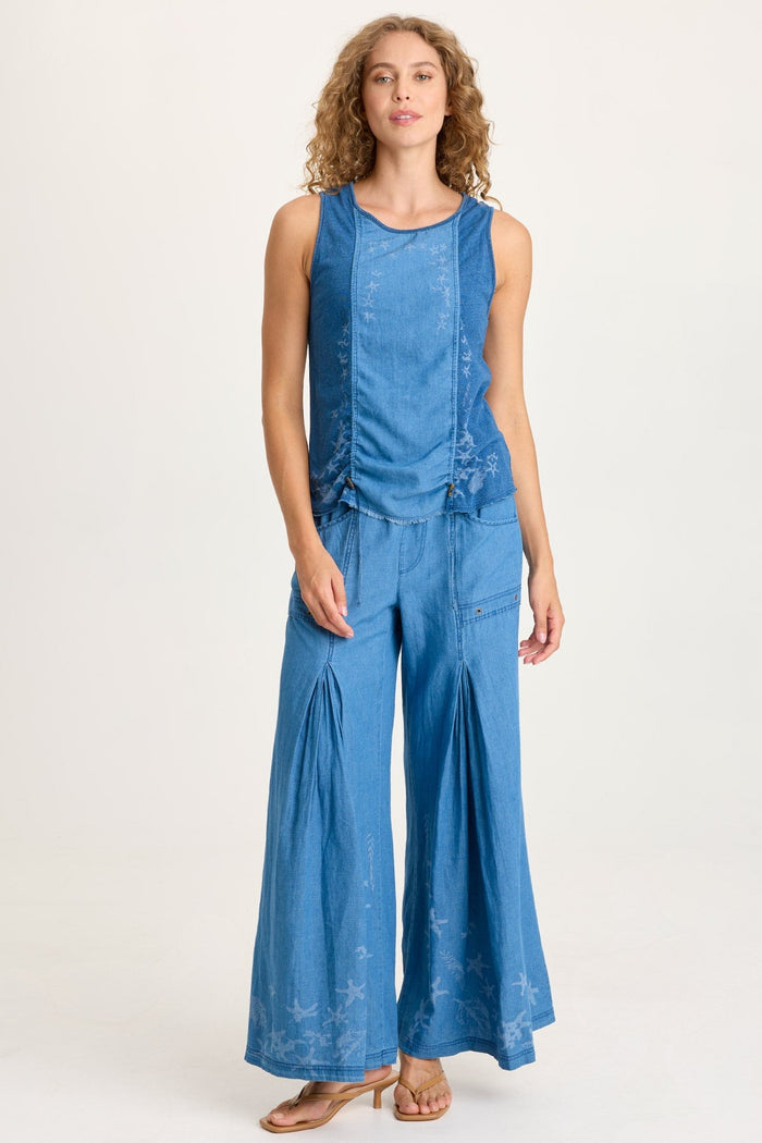 XCVI Cobie Printed Indigo Corded Tank