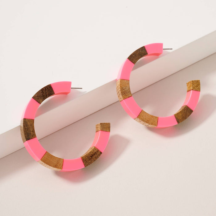 Color Block Open Hoop Earrings