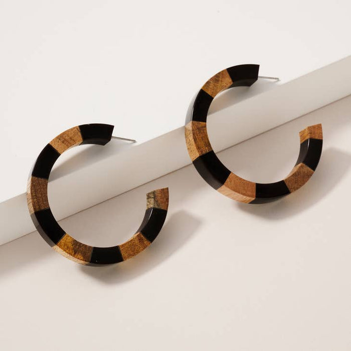 Color Block Open Hoop Earrings