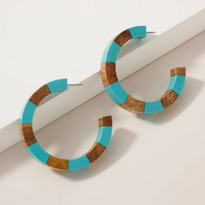Color Block Open Hoop Earrings