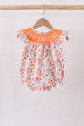Coral Jesus Loves me Embroidered Floral Bubble