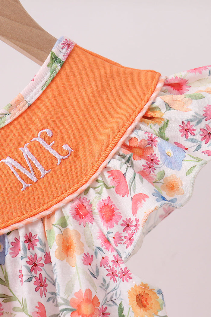 Coral Jesus Loves me Embroidered Floral Bubble
