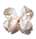 Cream Double Ruffle Hair Bow : Alligator Clip / 4 inch