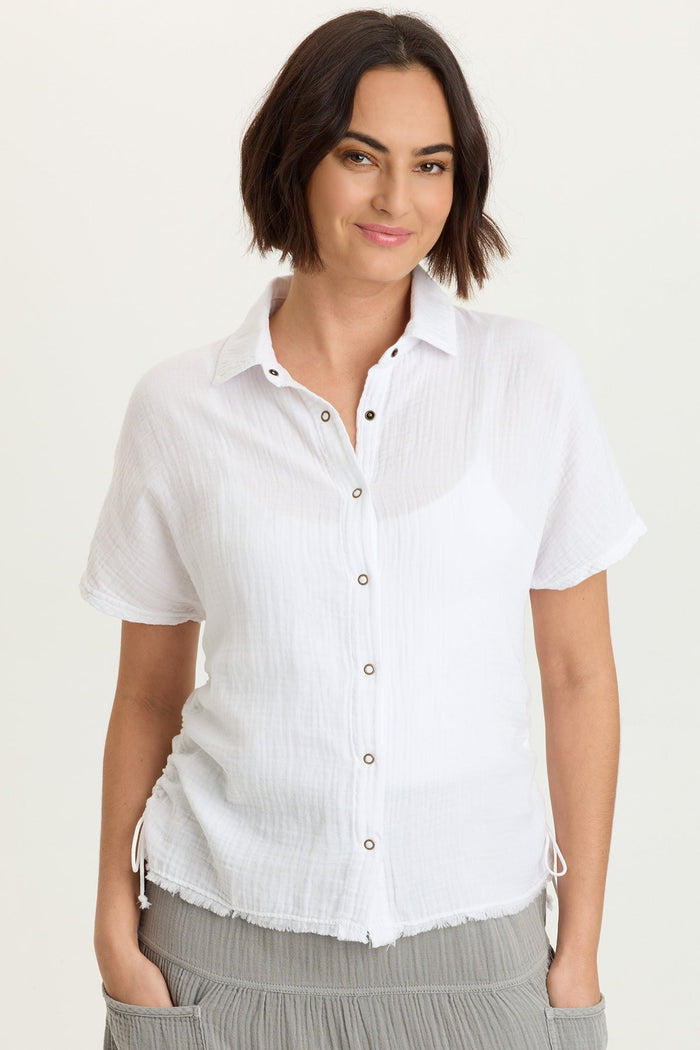 XCVI Creston Gauze Snap-Up Top