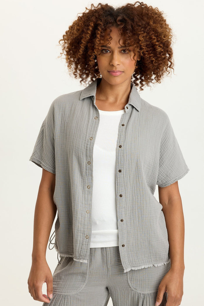 XCVI Creston Gauze Snap-Up Top