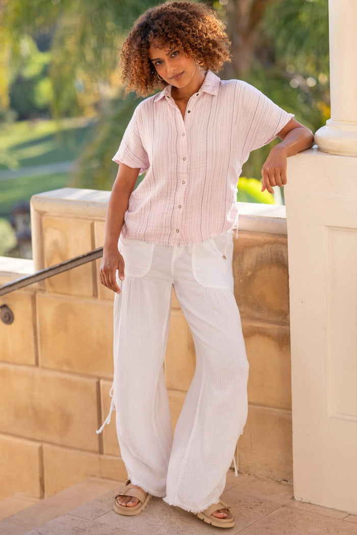 XCVI Creston Striped Gauze Top