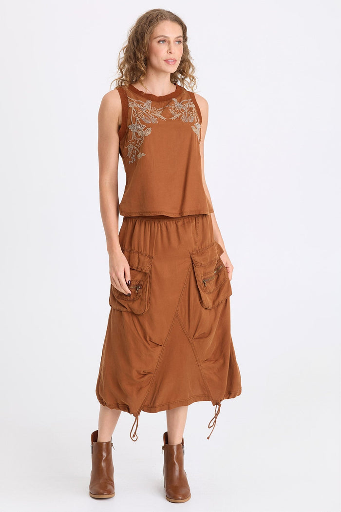 XCVI Cyran Twill Cinch Hem Skirt