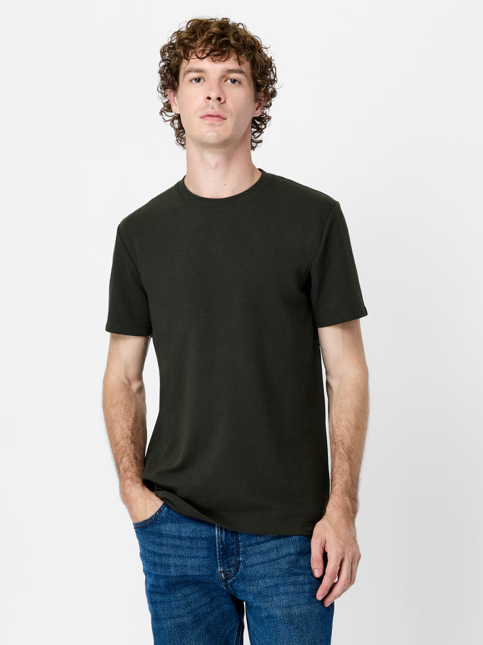 Dark Green Micro Ottoman Crew Neck T-Shirt