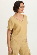 XCVI Dashell Twill Corded V-Neck Top