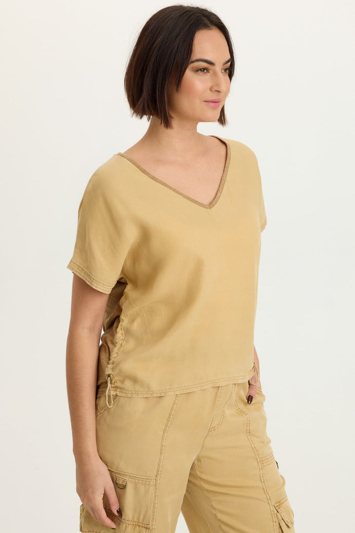 XCVI Dashell Twill Corded V-Neck Top