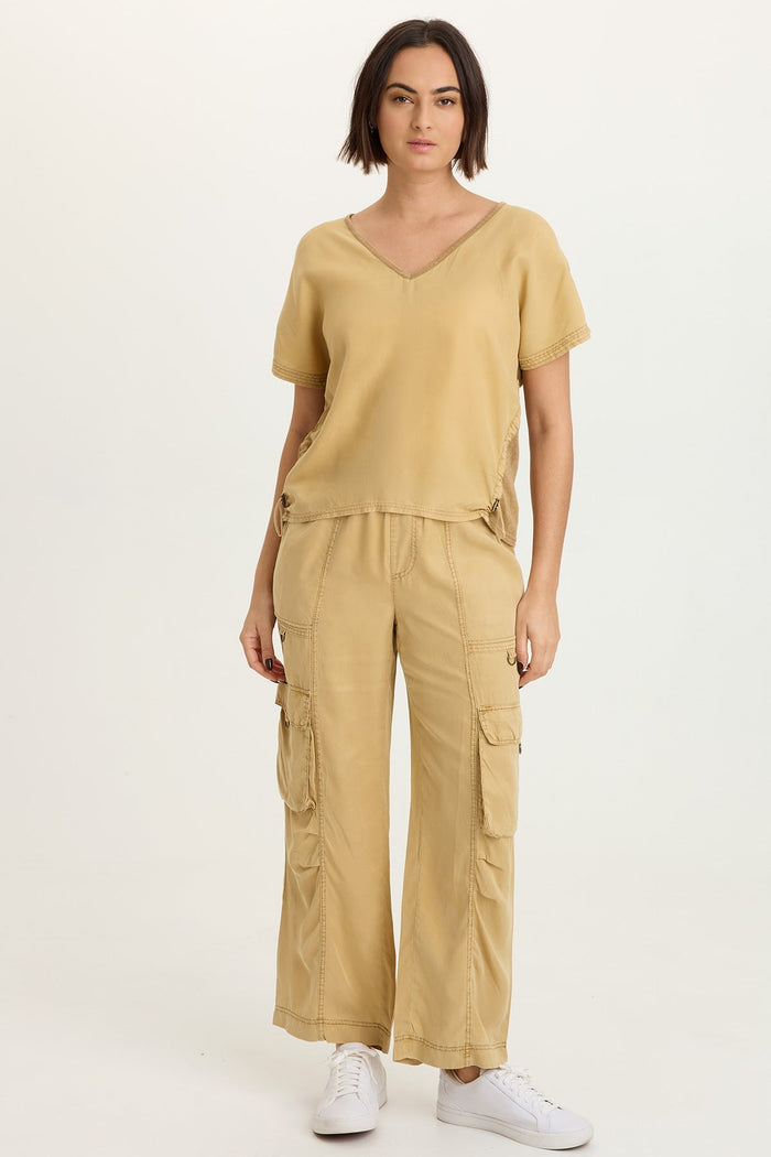 XCVI Dashell Twill Corded V-Neck Top