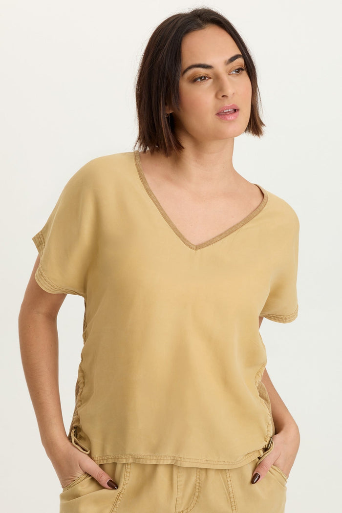 XCVI Dashell Twill Corded V-Neck Top