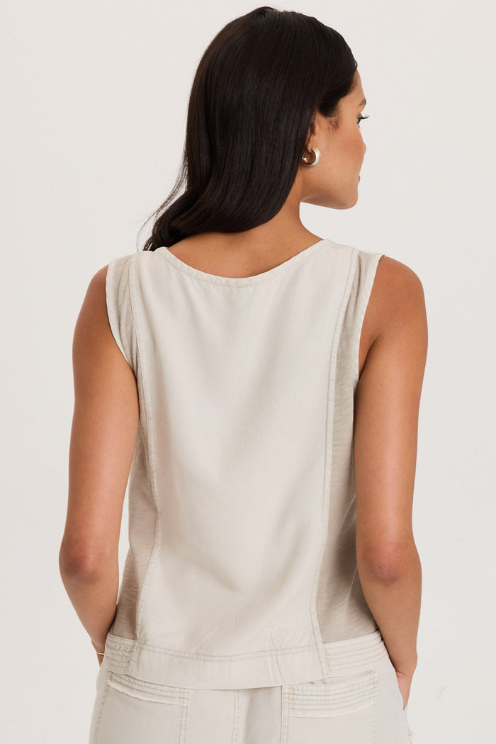 XCVI Davies Embroidered Twill/Jersey Tank