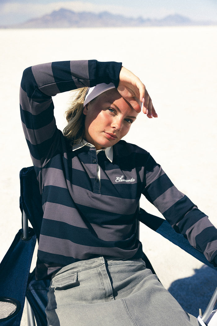 Elements Gray Striped Collar Sweatshirt