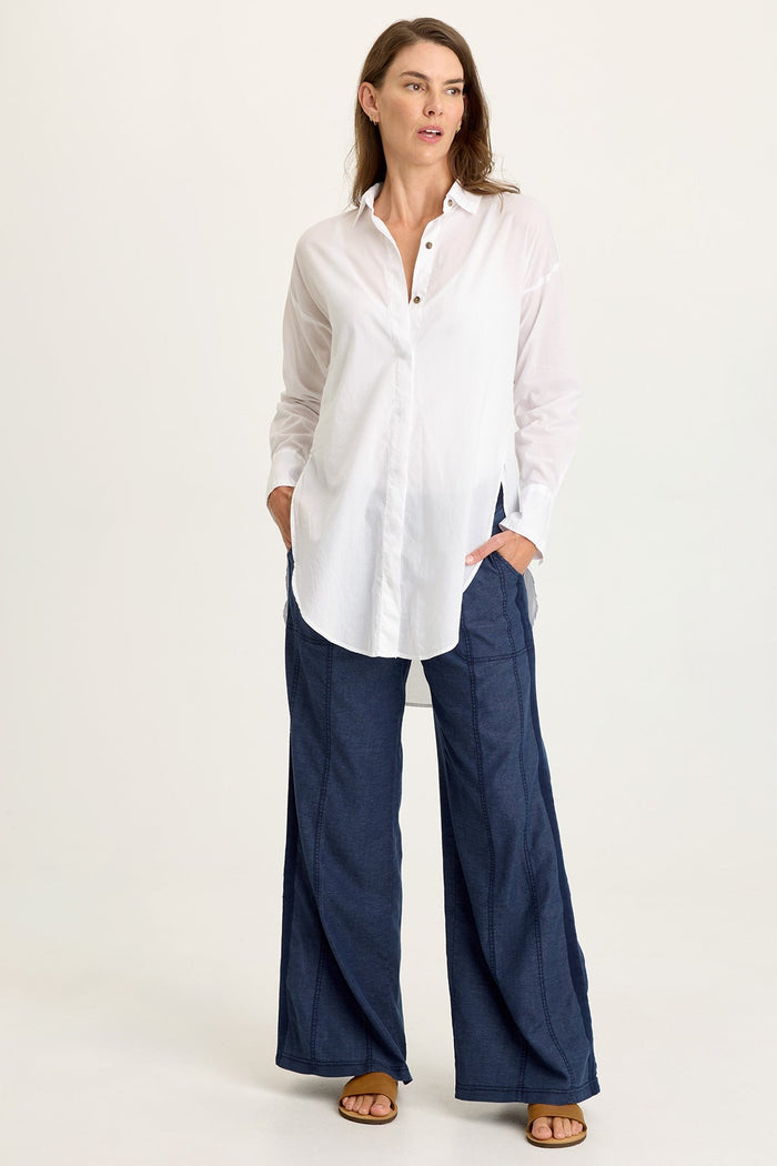Wearables Ellard Voile High-Low Button-Up Blouse