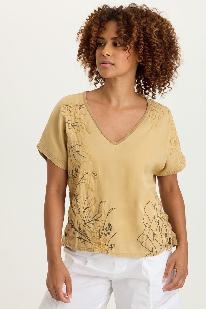 XCVI Embroidered Dashell Twill Top