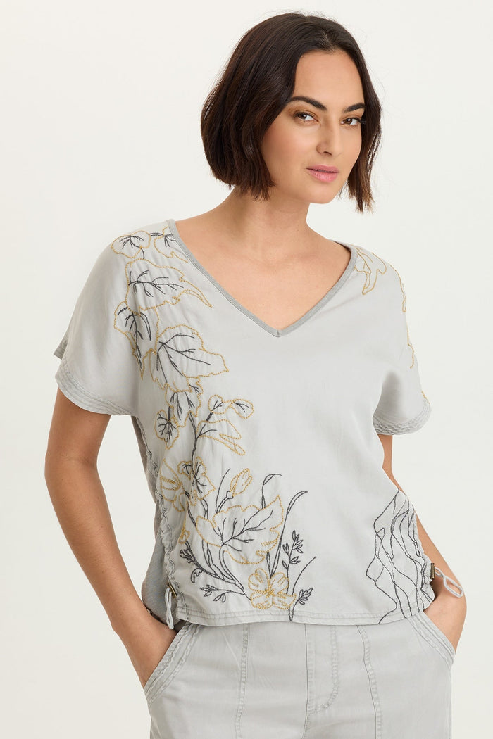 XCVI Embroidered Dashell Twill Top