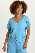 XCVI Embroidered Dashell Twill Top