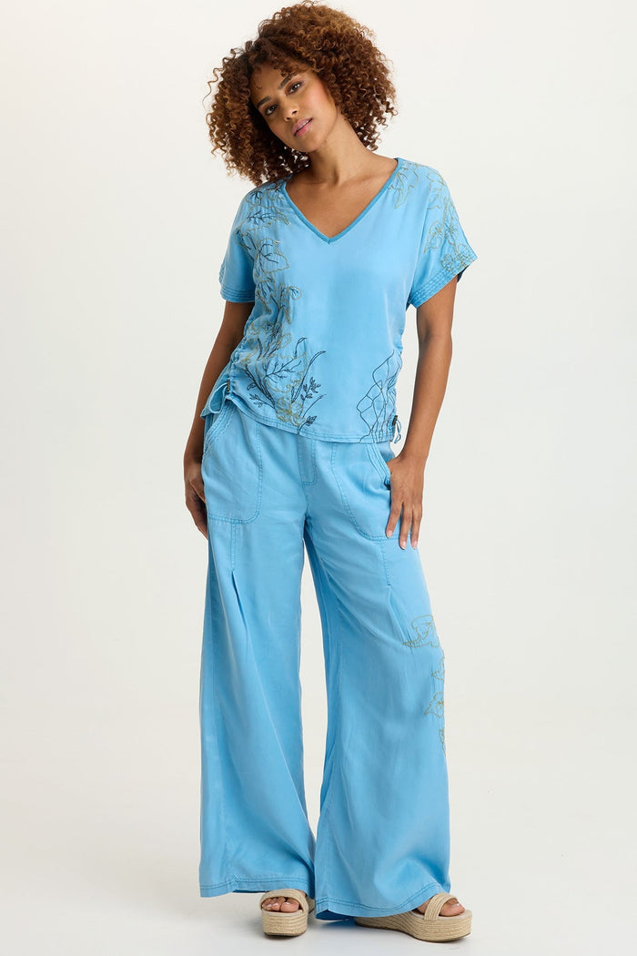XCVI Embroidered Dashell Twill Top