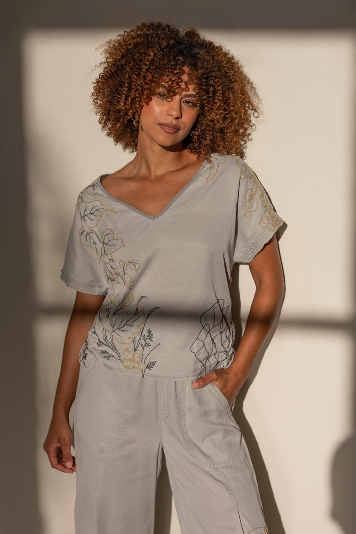 XCVI Embroidered Dashell Twill Top