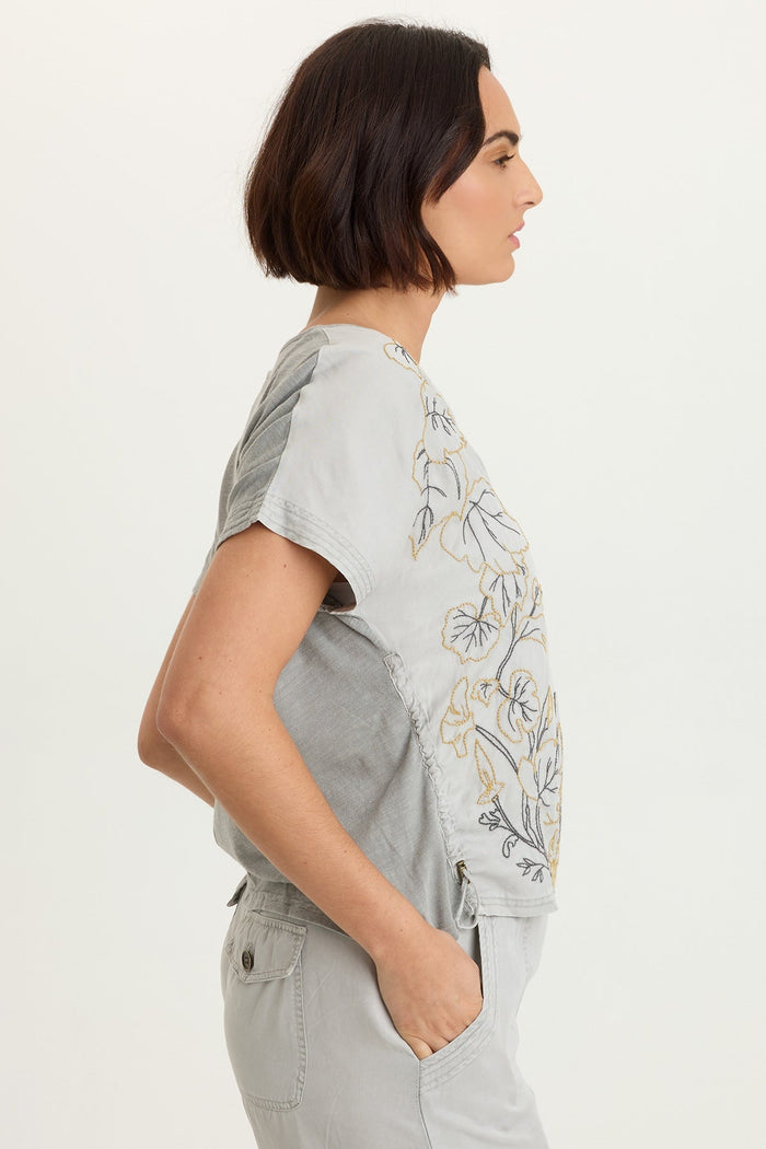 XCVI Embroidered Dashell Twill Top