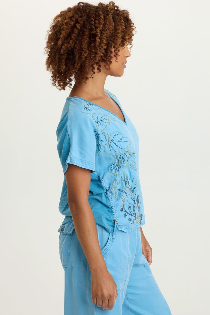 XCVI Embroidered Dashell Twill Top