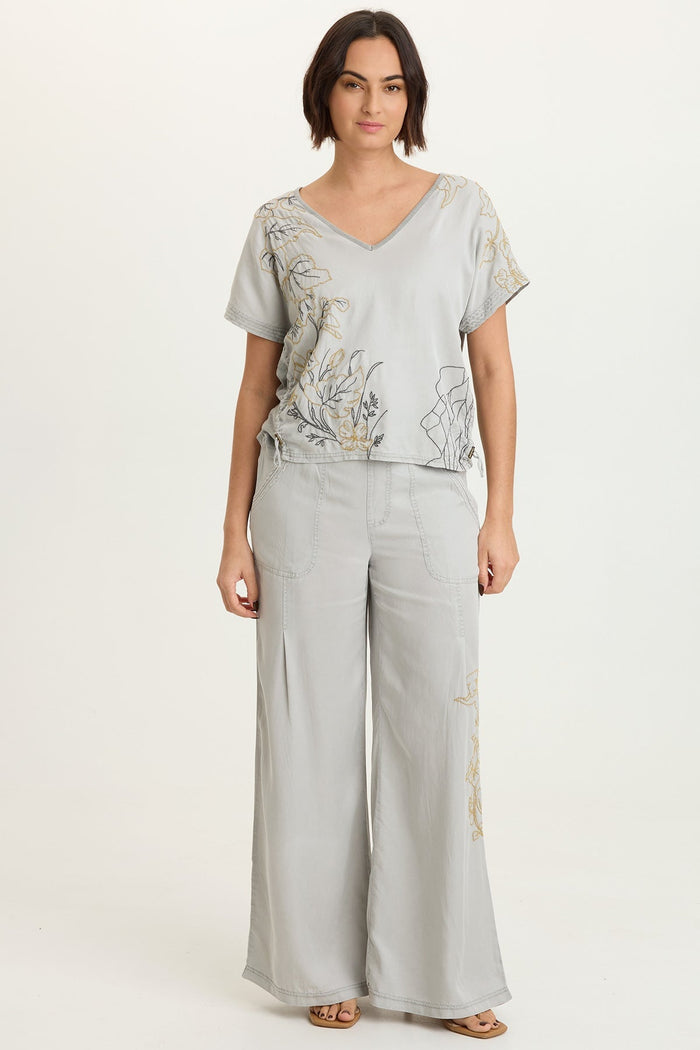 XCVI Embroidered Dashell Twill Top