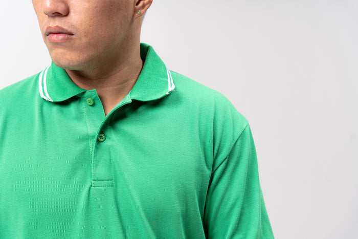 Energy Green with Stripes Classique Plain Polo Shirt